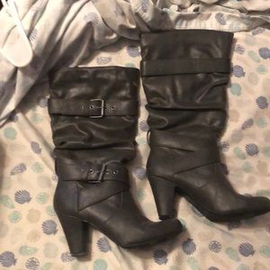 Heeled faux leather boots